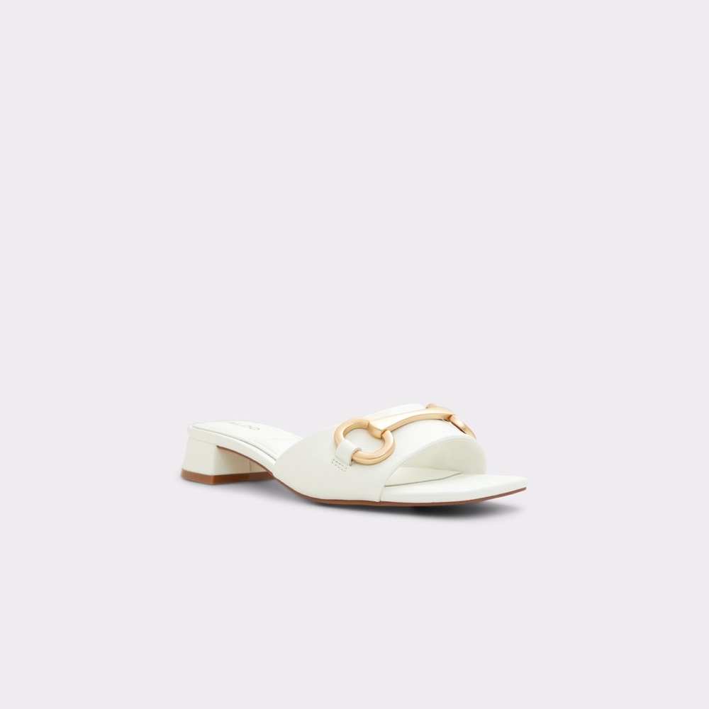 Aldo White and Gold Mules with Minimalist Design